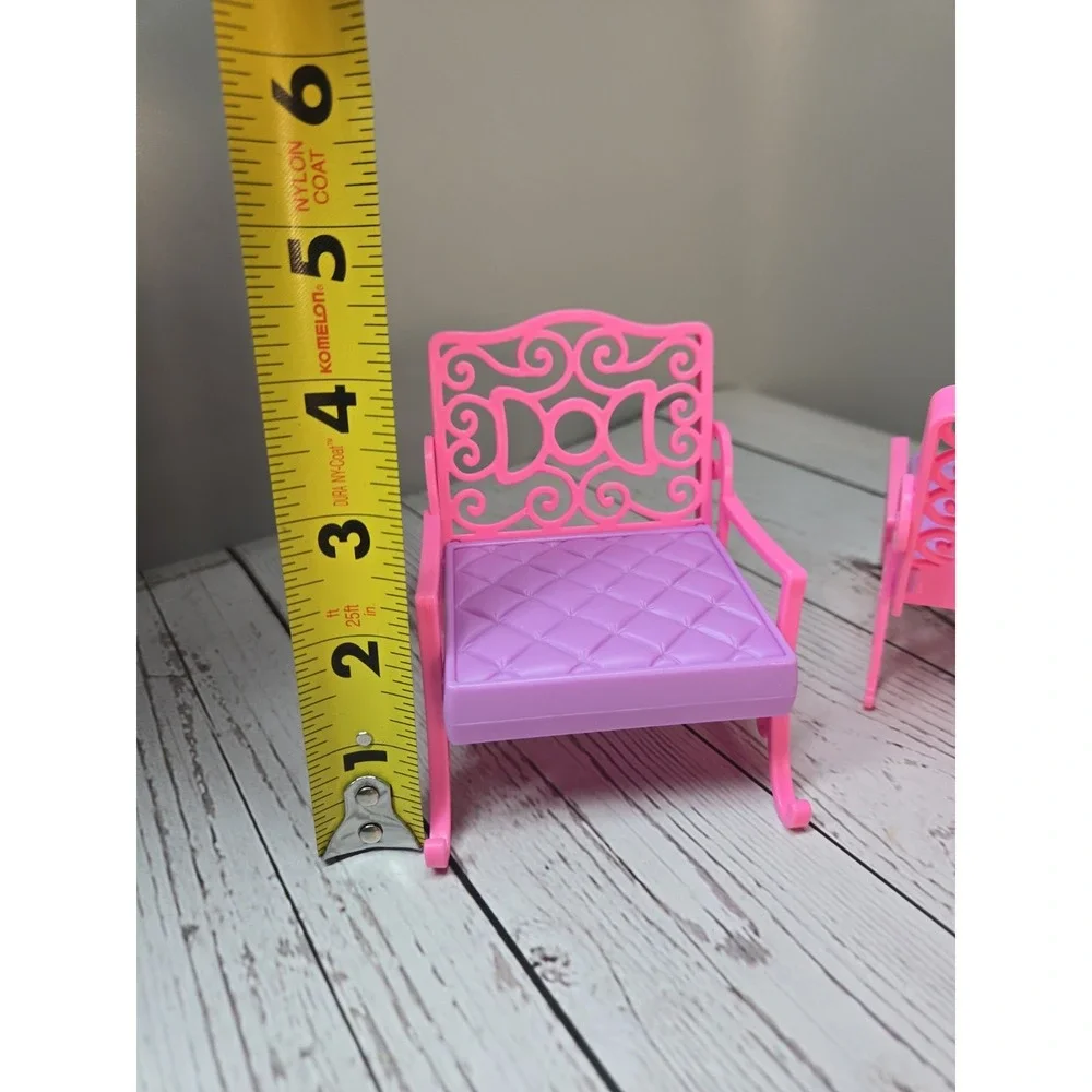 2pc Bright Pink Purple Dollhouse Chairs Barbie Chelsea Size